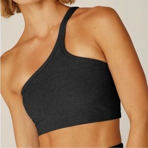 Beyond Yoga Charcoal One-Shoulder Sports Bra
